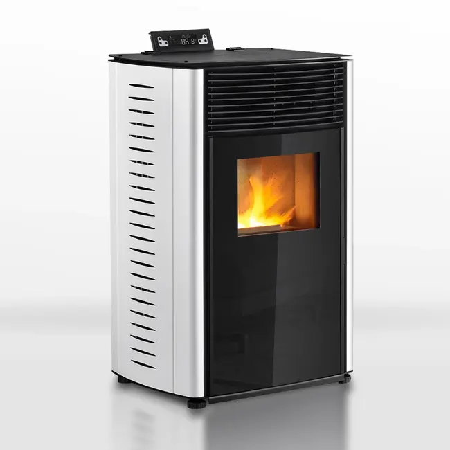 Pelletkamin - 13,1 kW - für 80-100 m² - 5 Stufen - Timer - CR04 Weiß – Bild 2